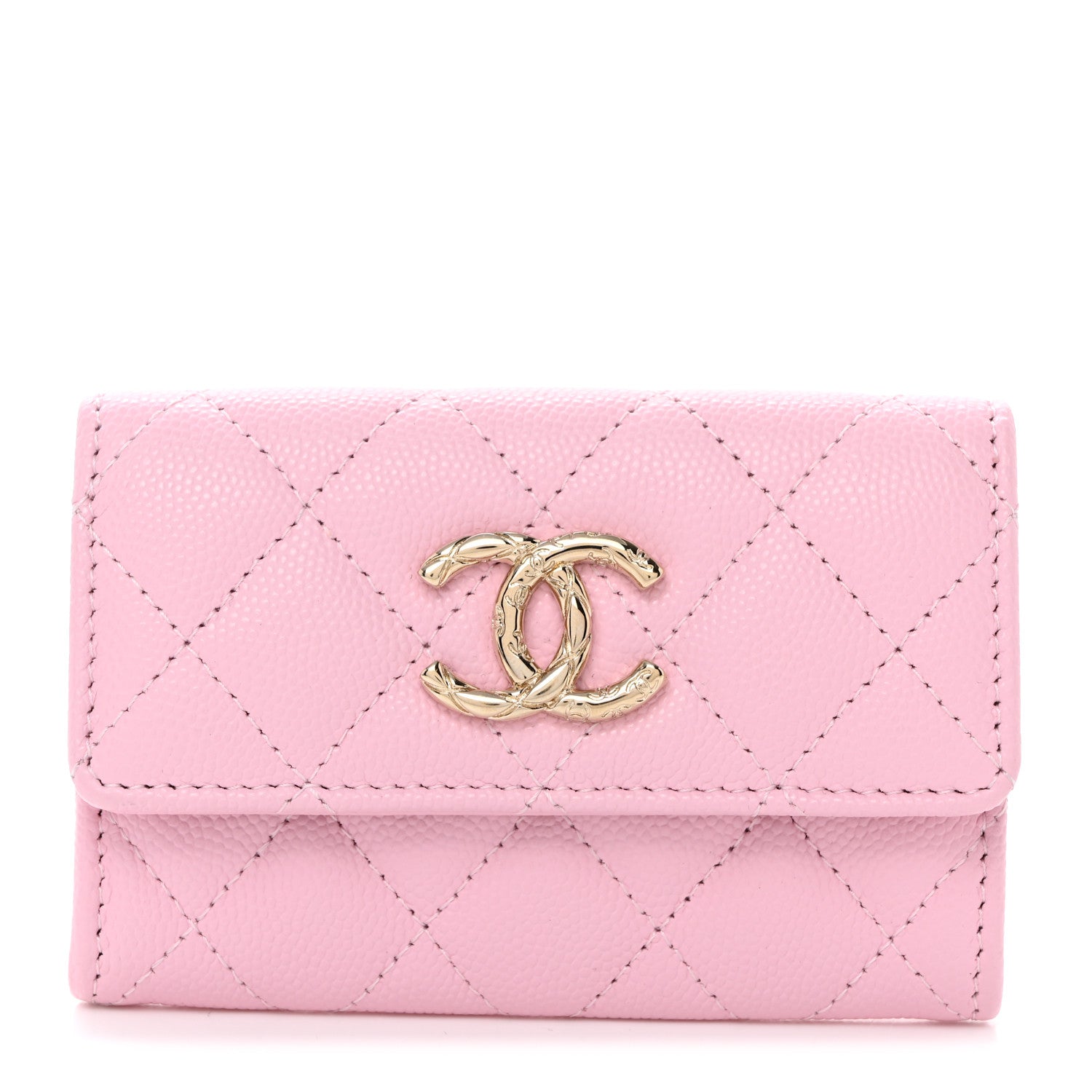 Chanel Caviar Quilted CC Flap Card Holder Pink 1 of 9