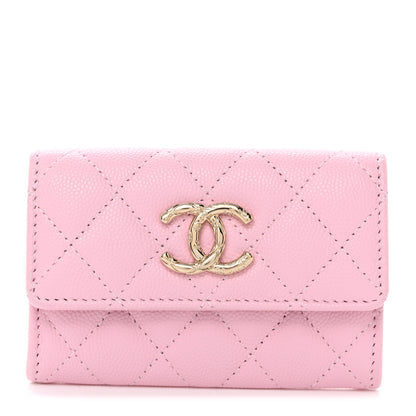 Chanel Caviar Quilted CC Flap Card Holder Pink 1 of 9