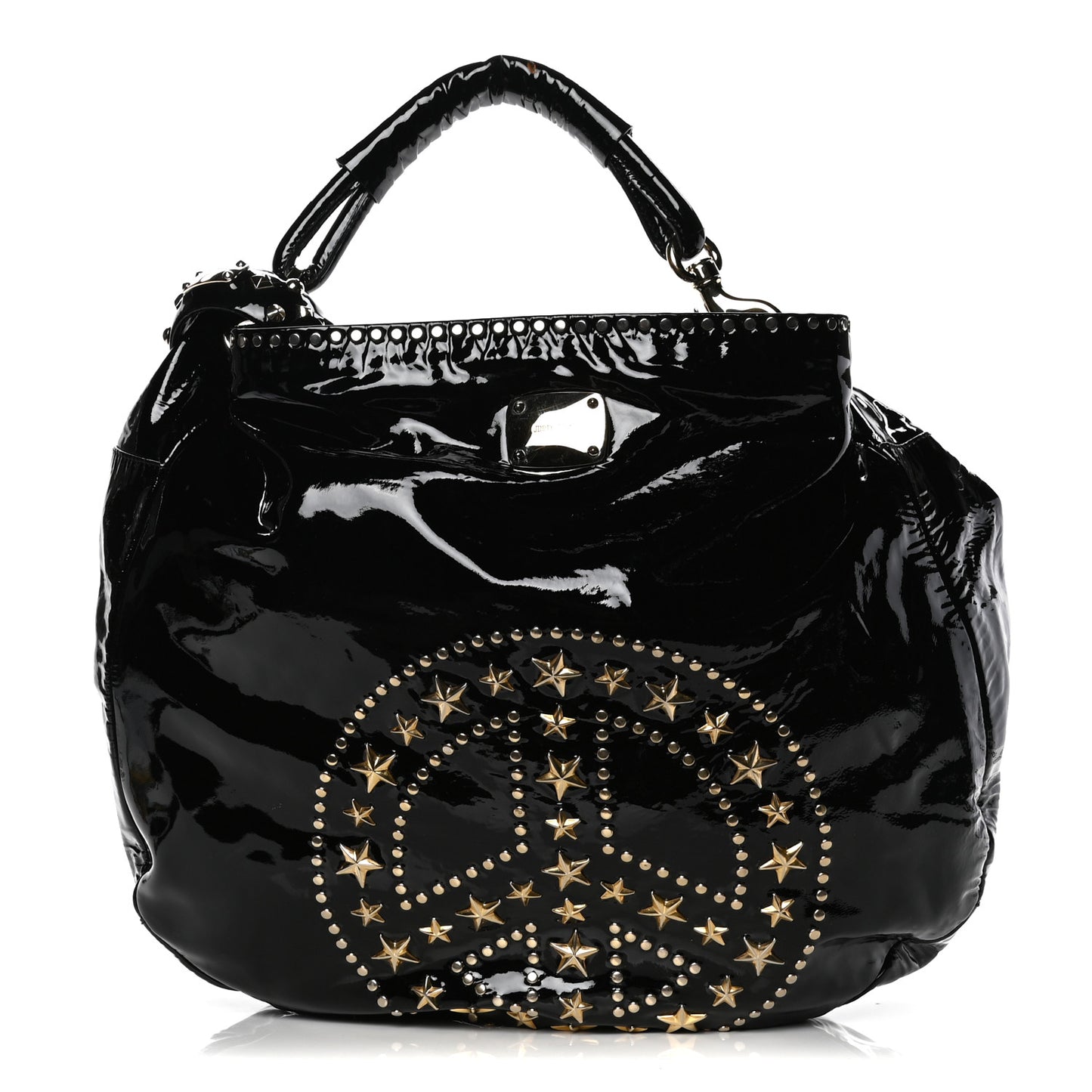 Patent Studded Peace Sky Hobo Black