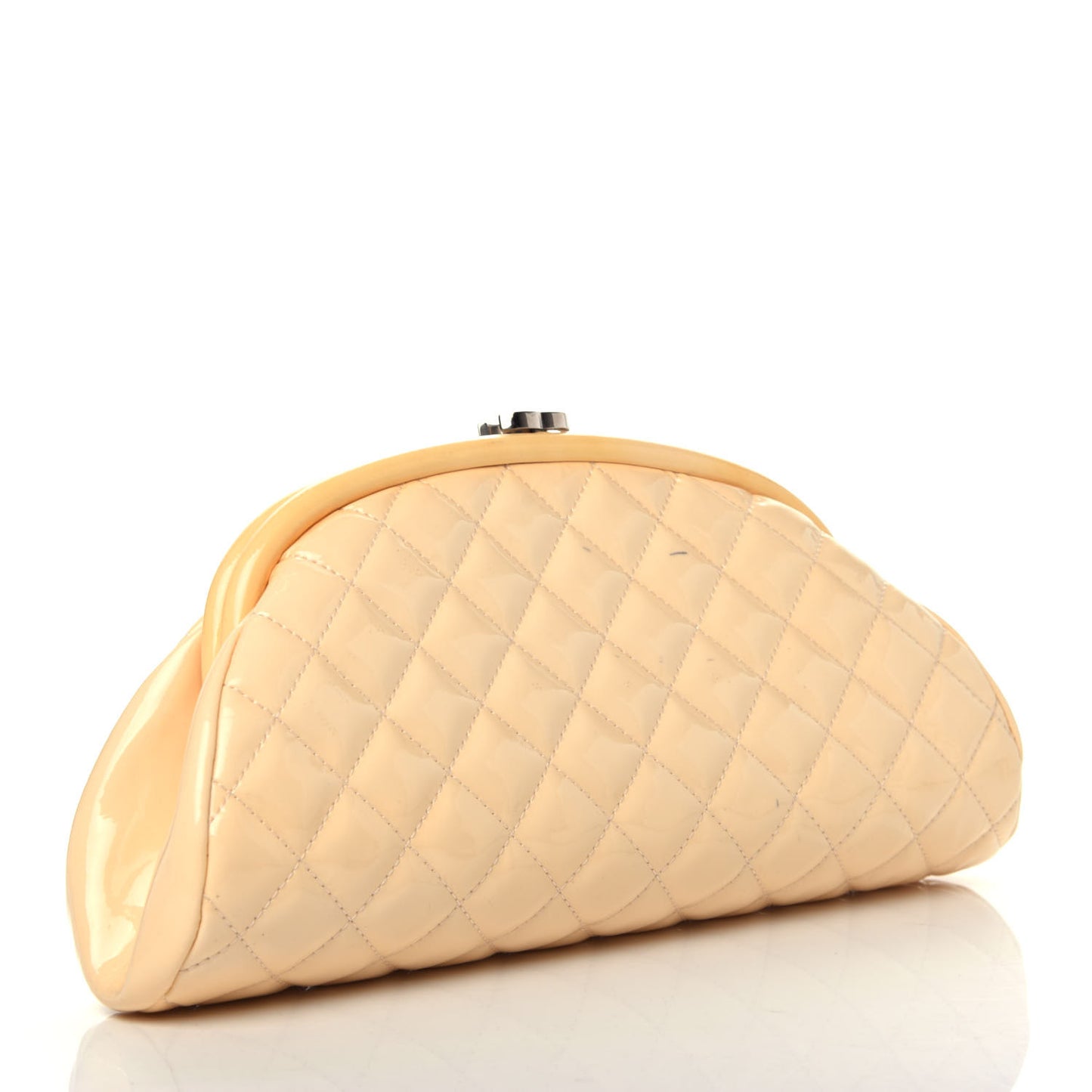 Patent Quilted Timeless Clutch Beige