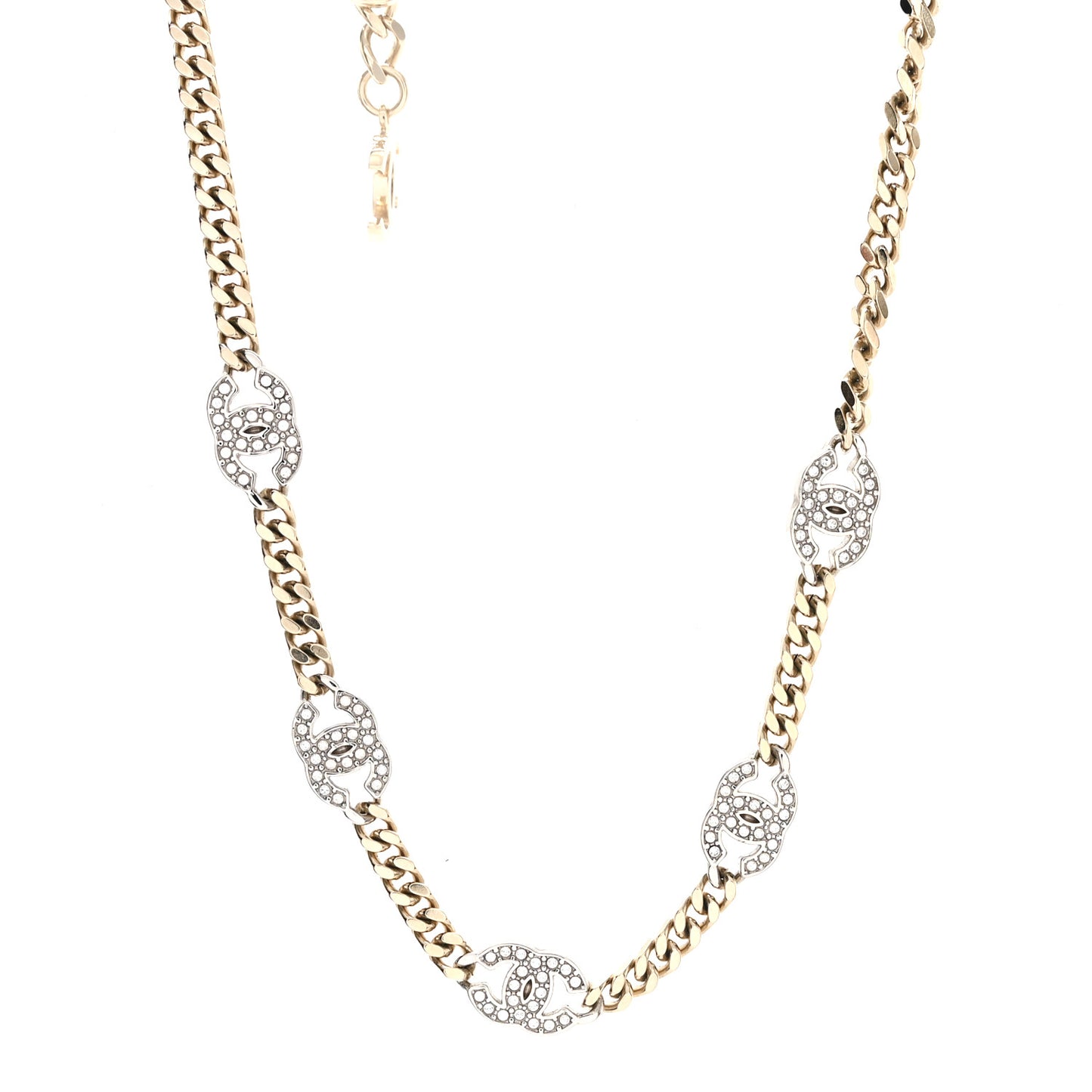 Crystal Chain CC Link Choker Gold Silver