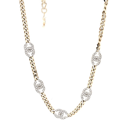 Chanel Crystal Chain CC Link Choker Gold Silver 1 of 5