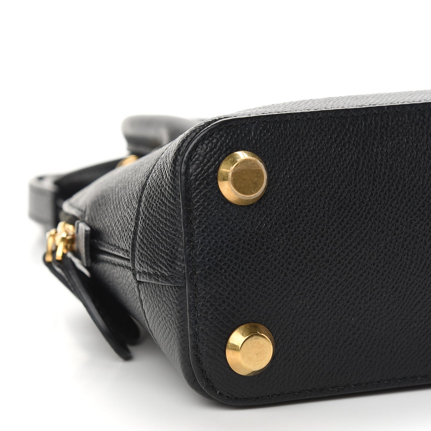 Signature Grained Calfskin XXS Ville Top Handle Bag Black White
