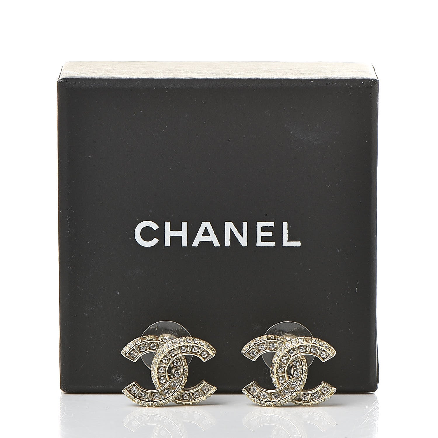 Chanel Crystal CC Earrings Gold 10 of 10