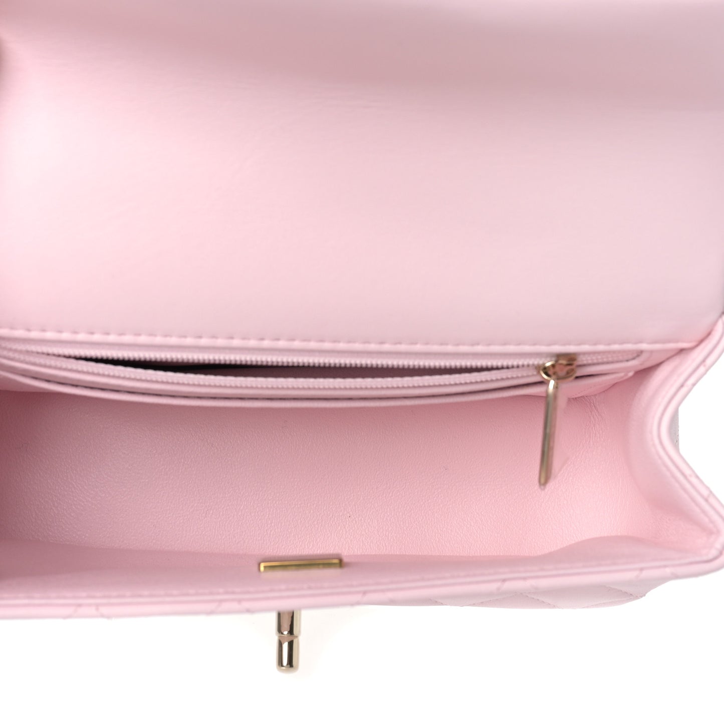 Lambskin Quilted Mini Top Handle Rectangular Flap Light Pink