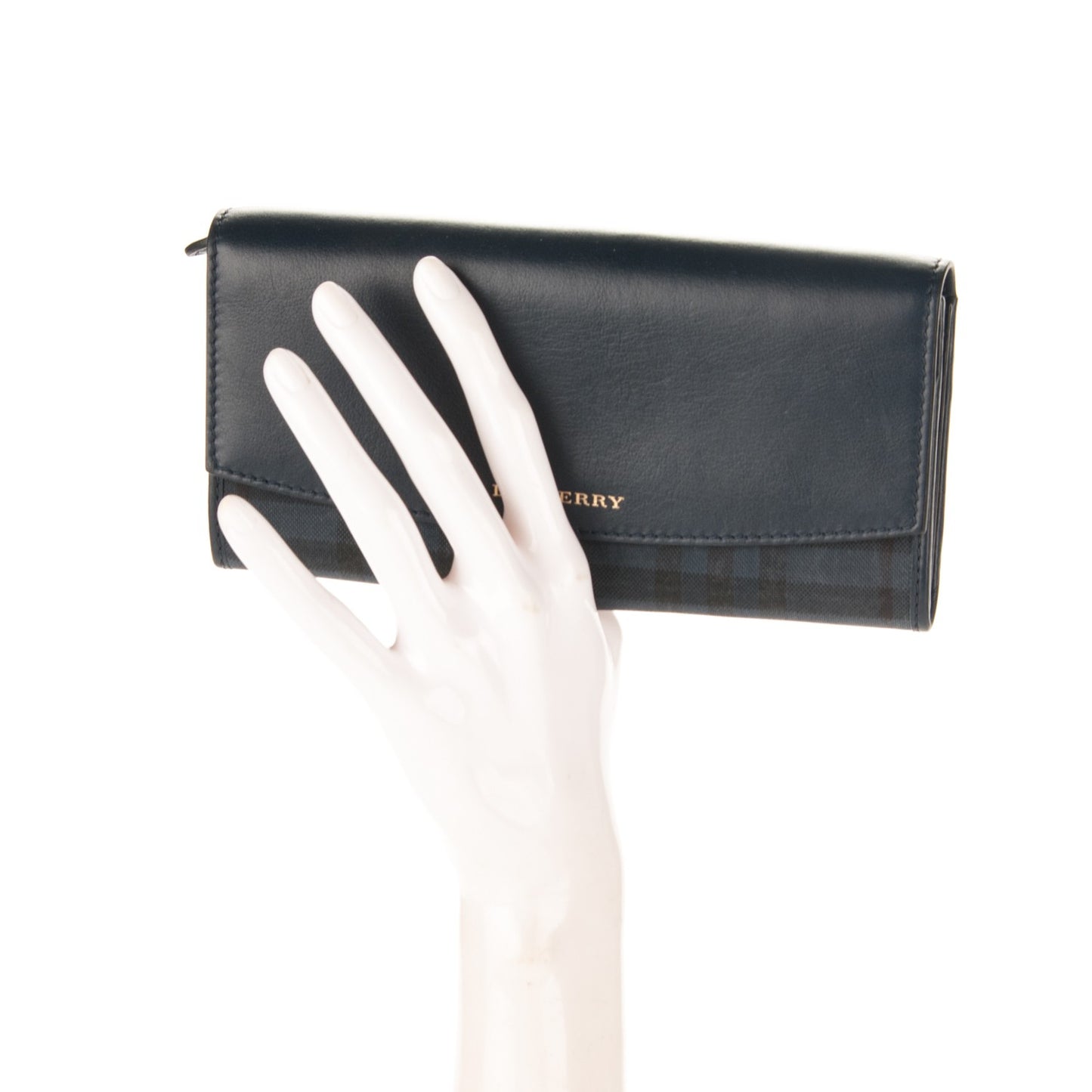 Calfskin Horseferry Check Porter Continental Wallet Navy