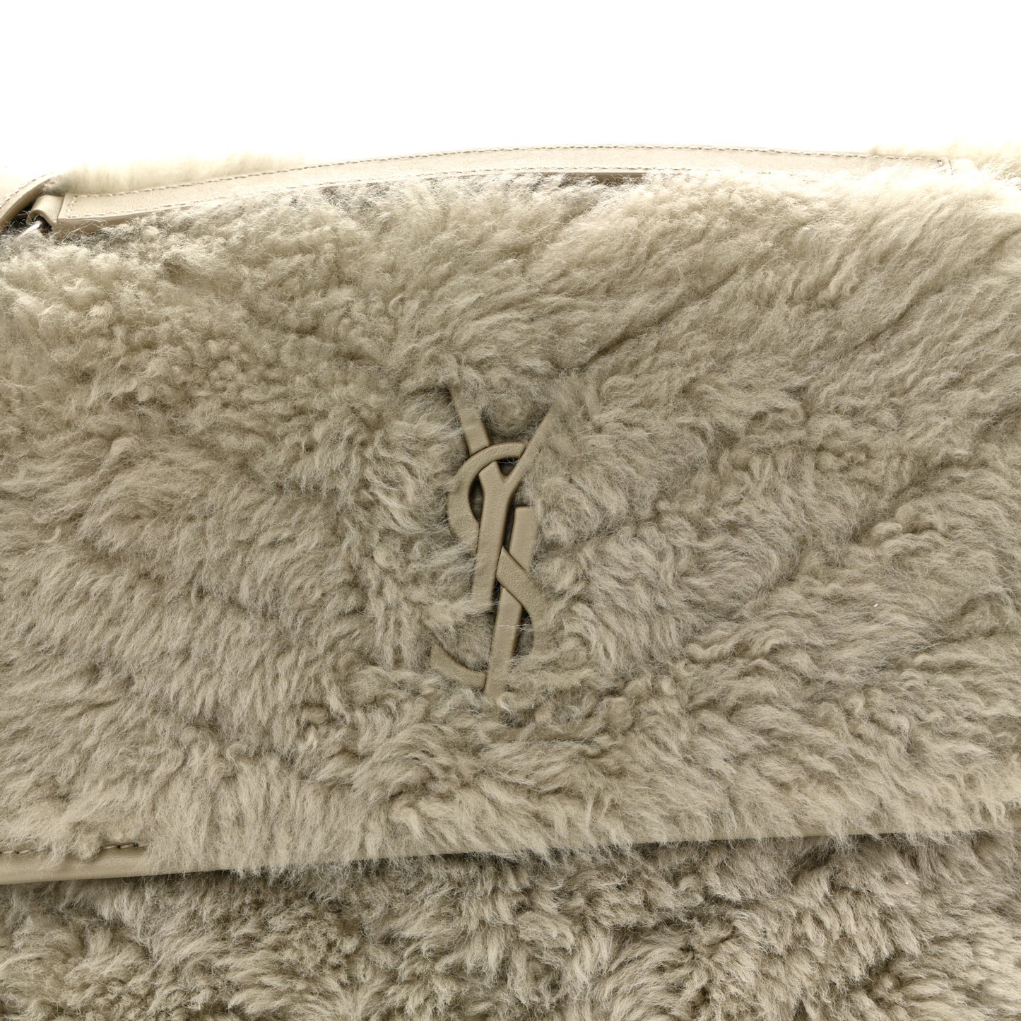 Calfskin Shearling Monogram Medium Niki Chain Satchel Grey