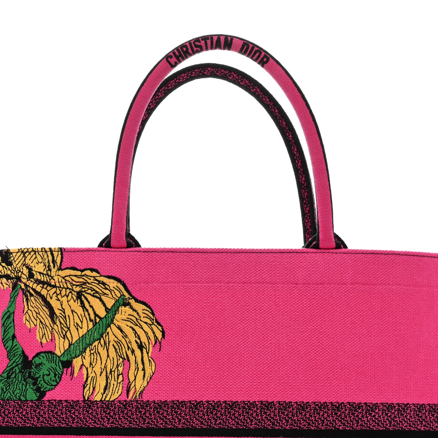 Canvas Embroidered Large Zoom Pop Toile de Jouy Book Tote Fuchsia Multicolor