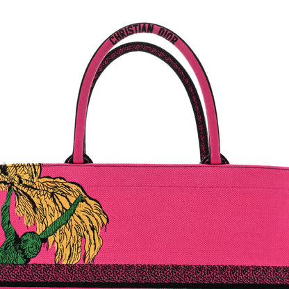 Christian Dior Canvas Embroidered Large Zoom Pop Toile de Jouy Book Tote Fuchsia Multicolor 5 of 11