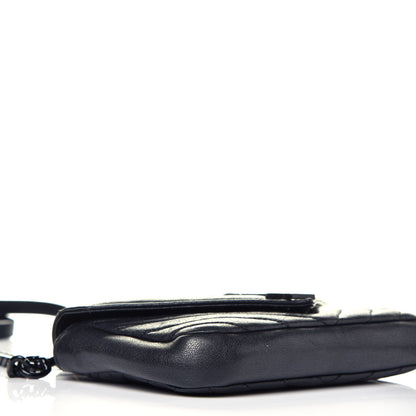 Saint Laurent Sheepskin Matelasse Chevron Monogram College Chain Wallet Black 9 of 10
