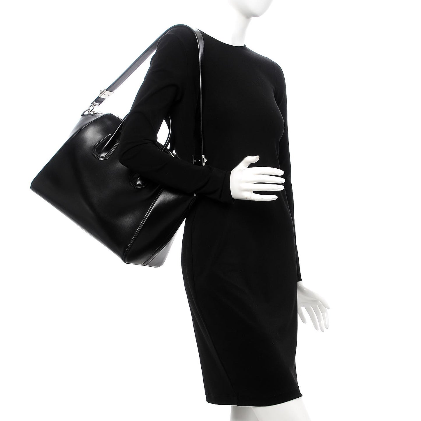 Shiny Lord Calfskin Medium Antigona Black