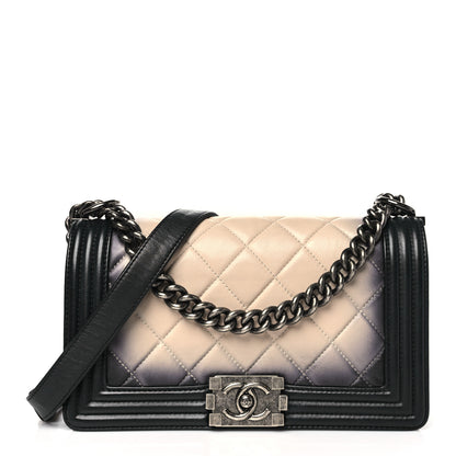 Chanel Calfskin Ombre Faded Quilted Medium Boy Flap Beige Black 1 of 10