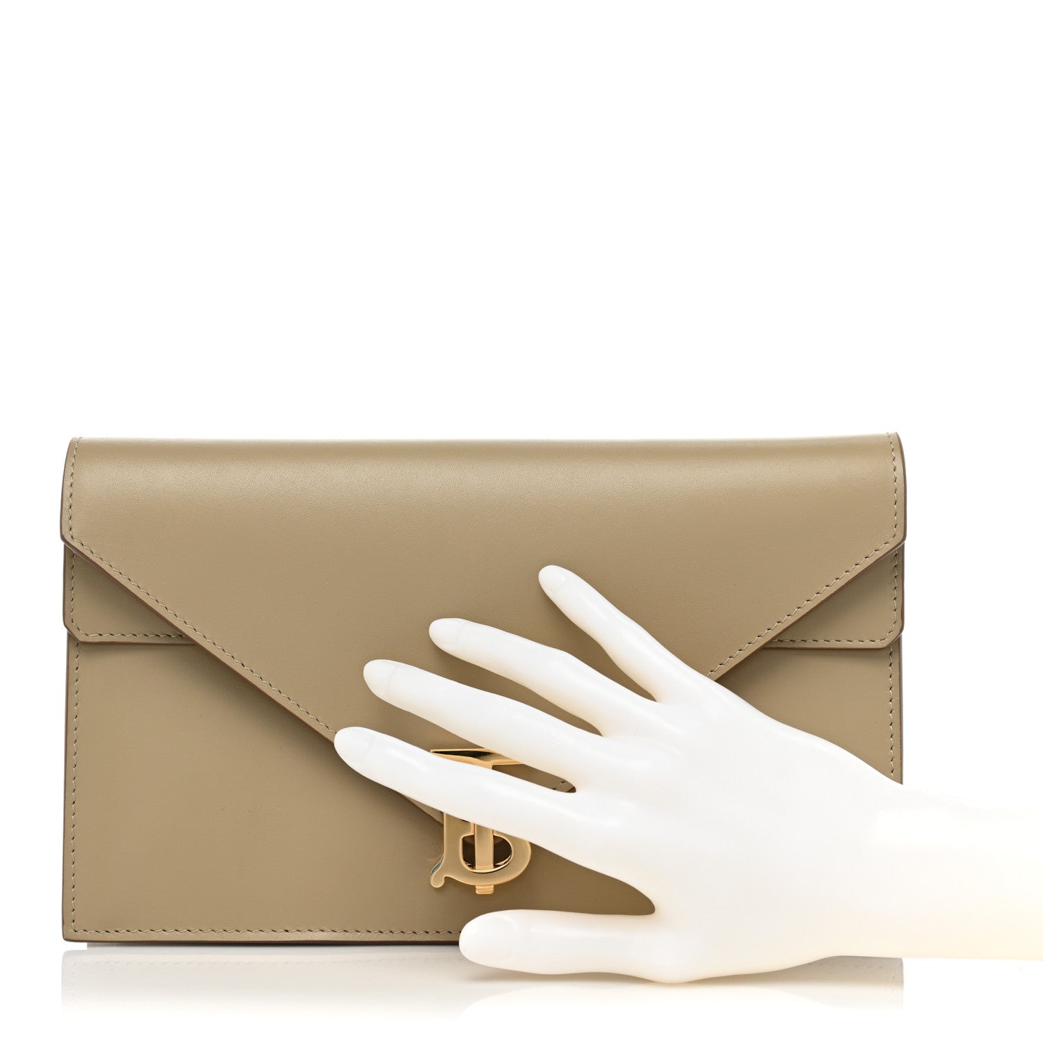 Burberry Calfskin Small TB Envelope Clutch Bag Honey 2 of 8