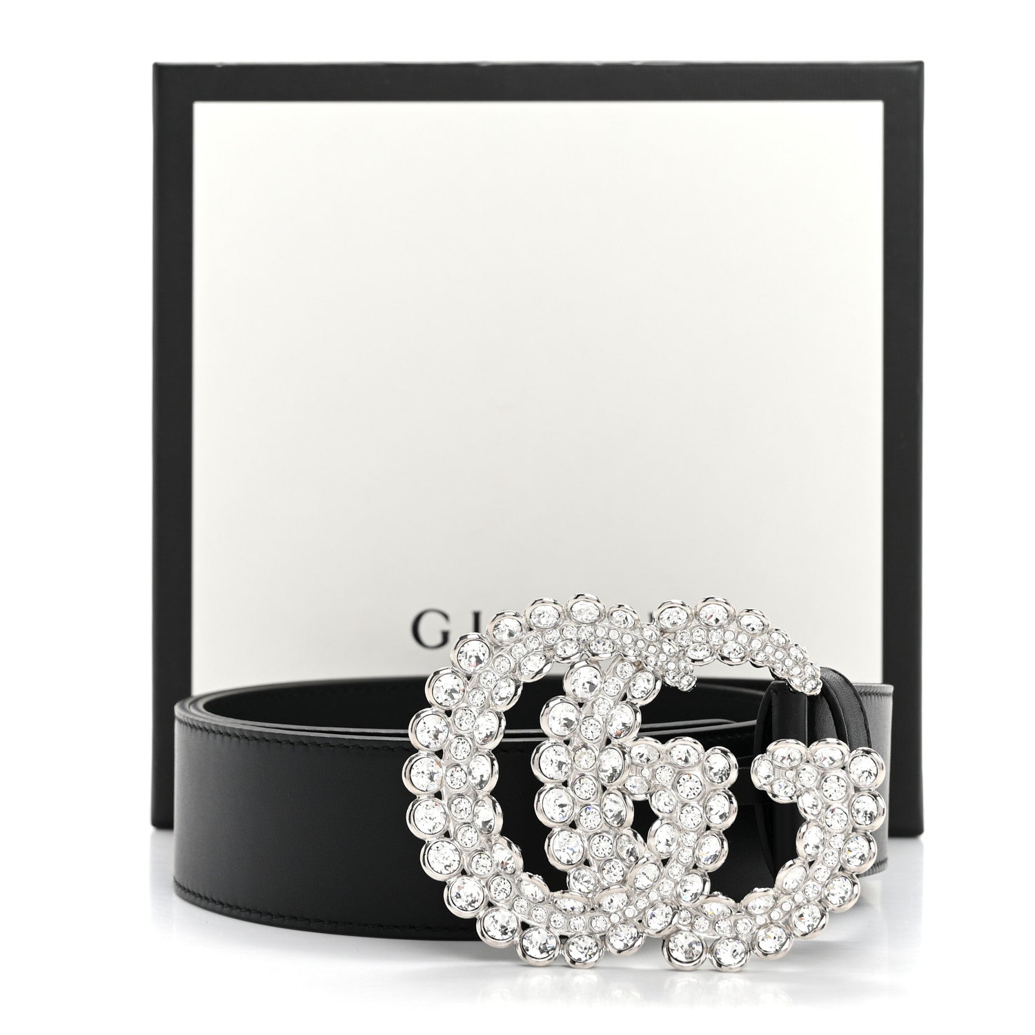 Gucci Calfskin Crystal Double G 40mm Belt 80 32 Black 6 of 6
