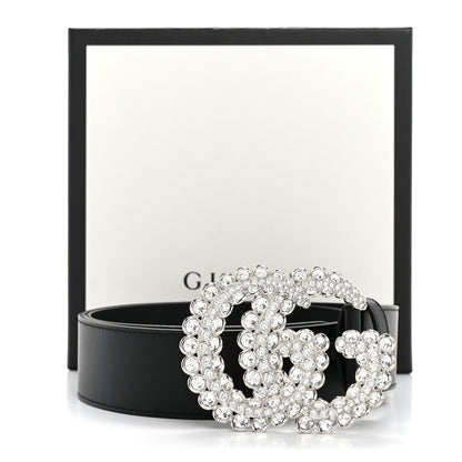 Gucci Calfskin Crystal Double G 40mm Belt 80 32 Black 6 of 6