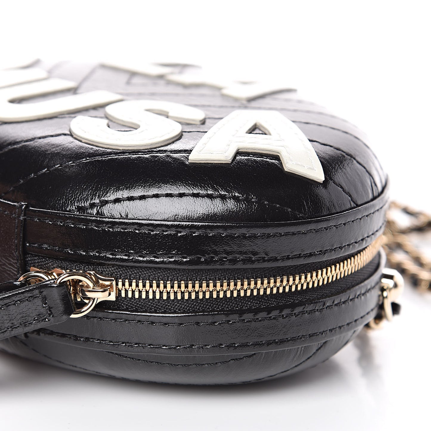 Lambskin Embroidered Chevron Quilted La Pausa Tassel Clutch Black