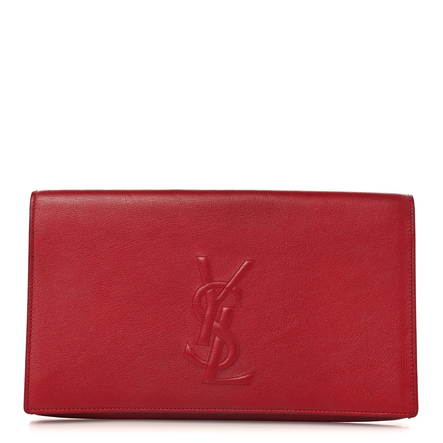 Saint Laurent Calfskin Monogram Large Belle De Jour Clutch Red 1 of 7