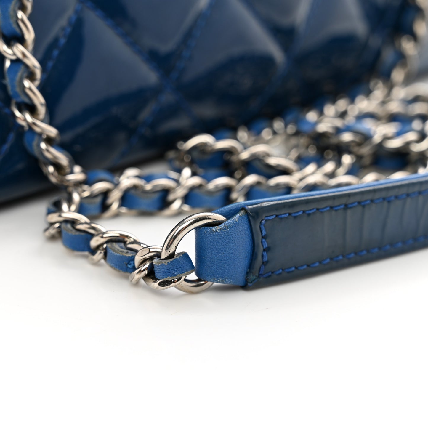 Patent Quilted Small Coco Shine Flap Blue