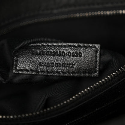 Saint Laurent Nubuck Crocodile Embossed Monogram Medium Niki Chain Satchel Black 7 of 10