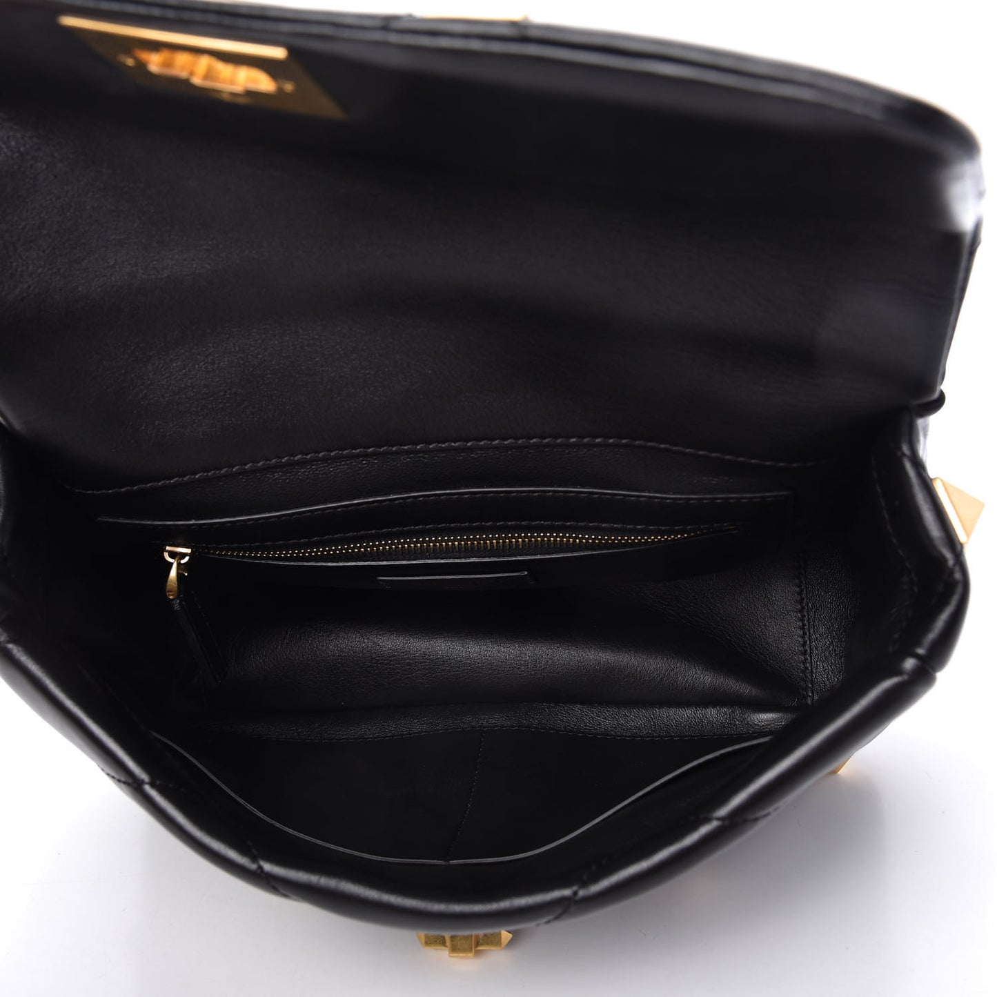Nappa Large Roman Stud Shoulder Bag Black