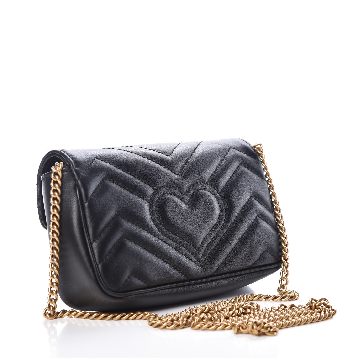 Gucci Calfskin Matelasse Super Mini GG Marmont Shoulder Bag Black 3 of 10
