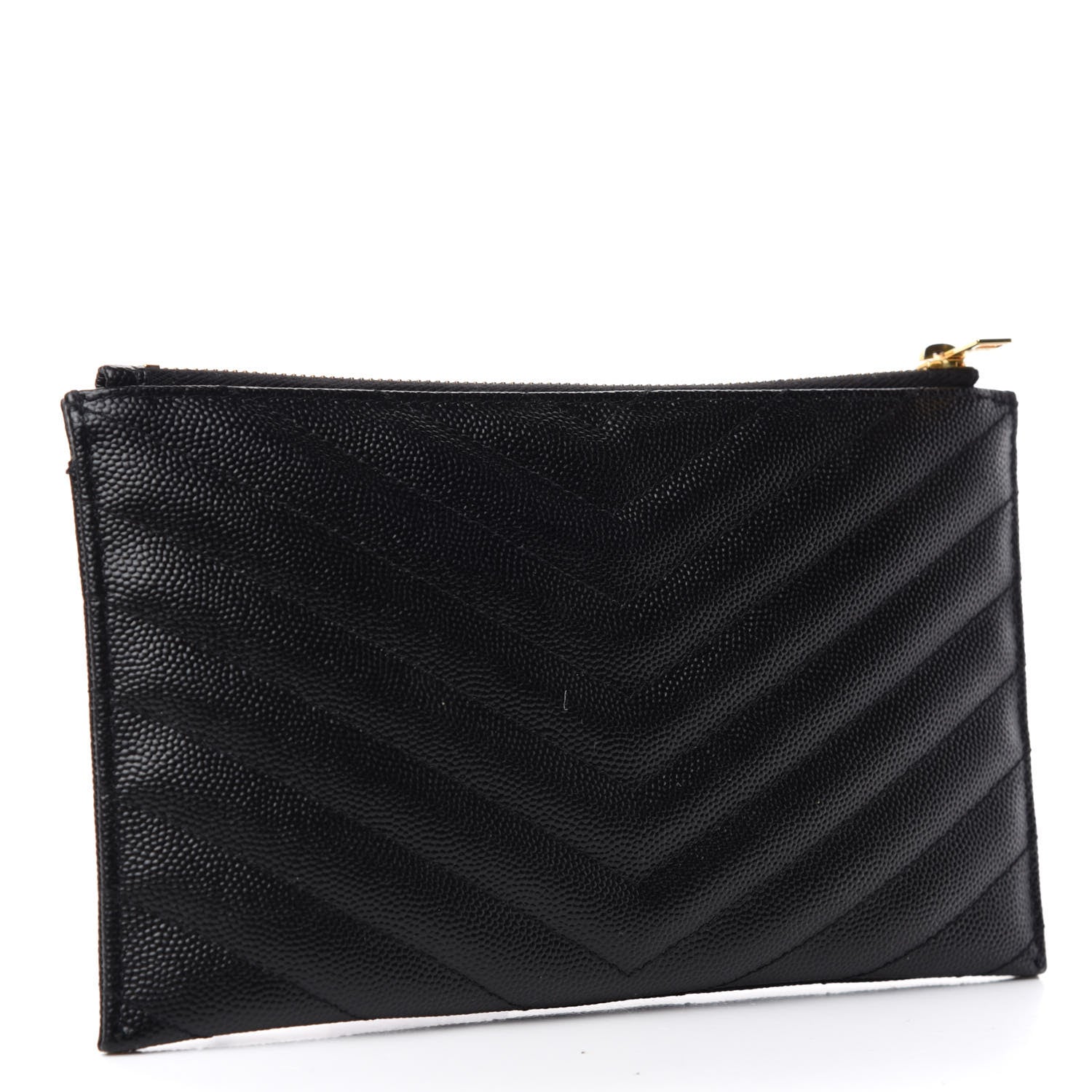 Saint Laurent Grain De Poudre Chevron Monogram Bill Pouch Black 3 of 7