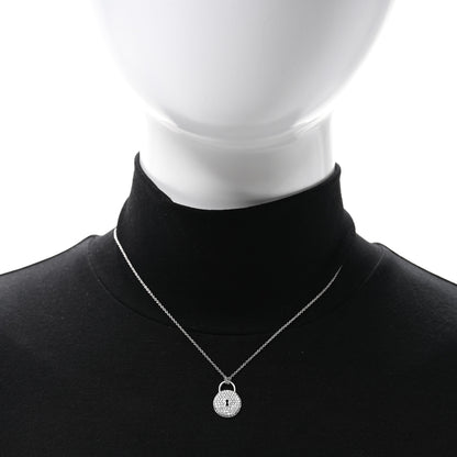 Tiffany Platinum Diamond Round Lock Pendant Necklace 2 of 5