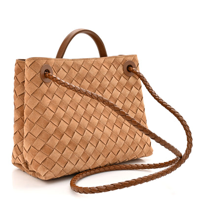 Bottega Veneta Suede Intrecciato Small Andiamo Shoulder Bag Amber 3 of 9
