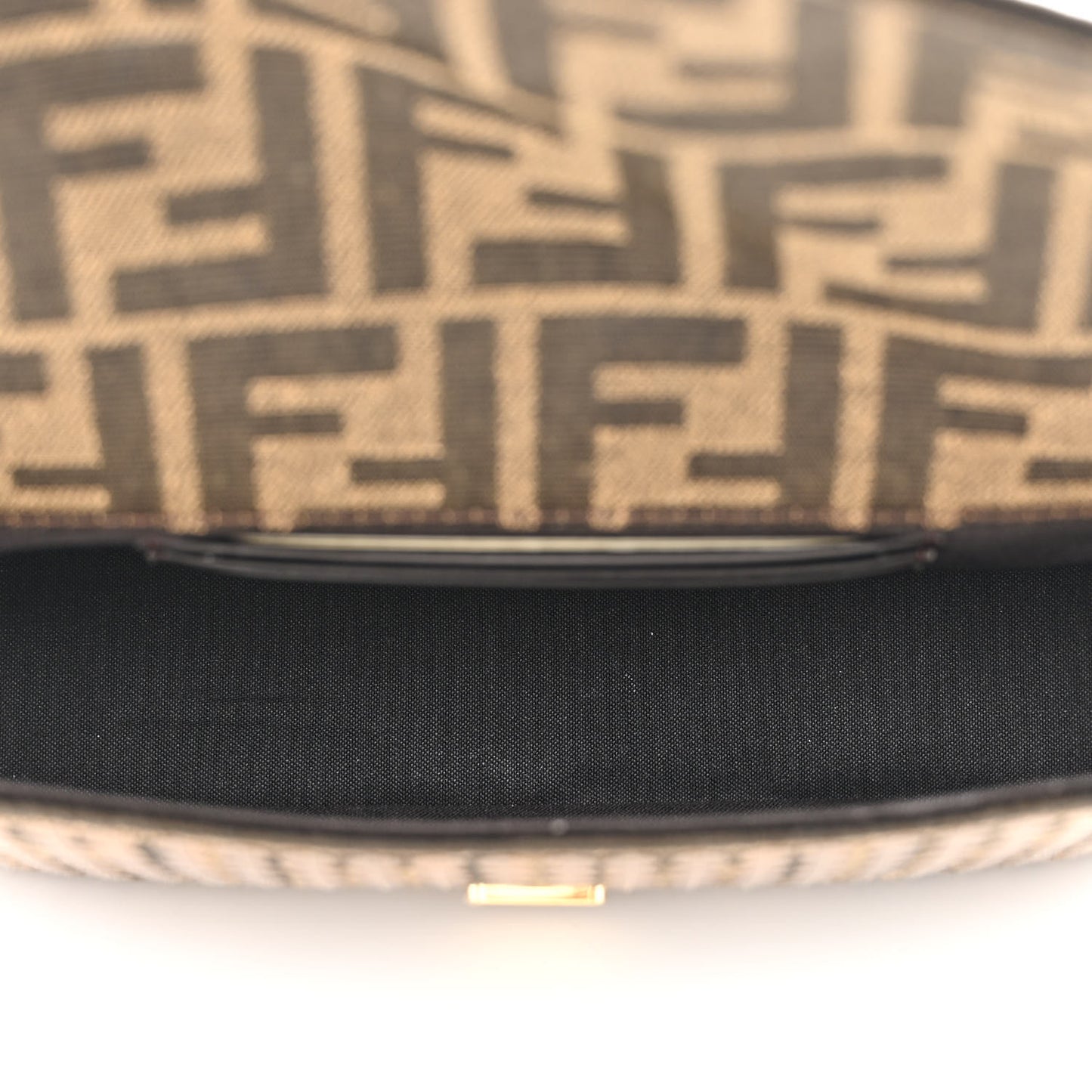 Fabric Jacquard Paillettes Vitello Seta FF 1974 Mini Baguette Testa di Moro Real Ebano