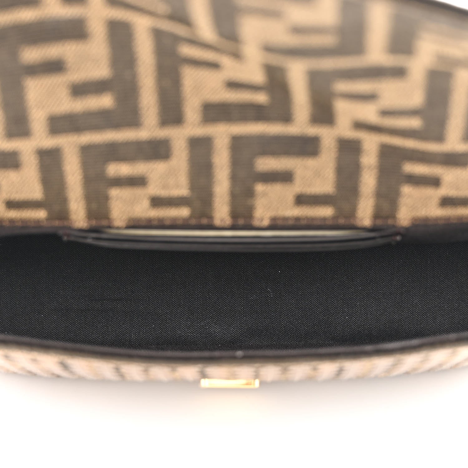 Fendi Fabric Jacquard Paillettes Vitello Seta FF 1974 Mini Baguette Testa di Moro Real Ebano 5 of 10