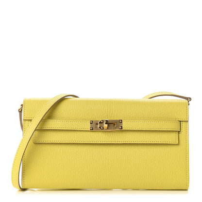 Hermes Chevre Mysore Kelly Wallet To Go Lime 1 of 10