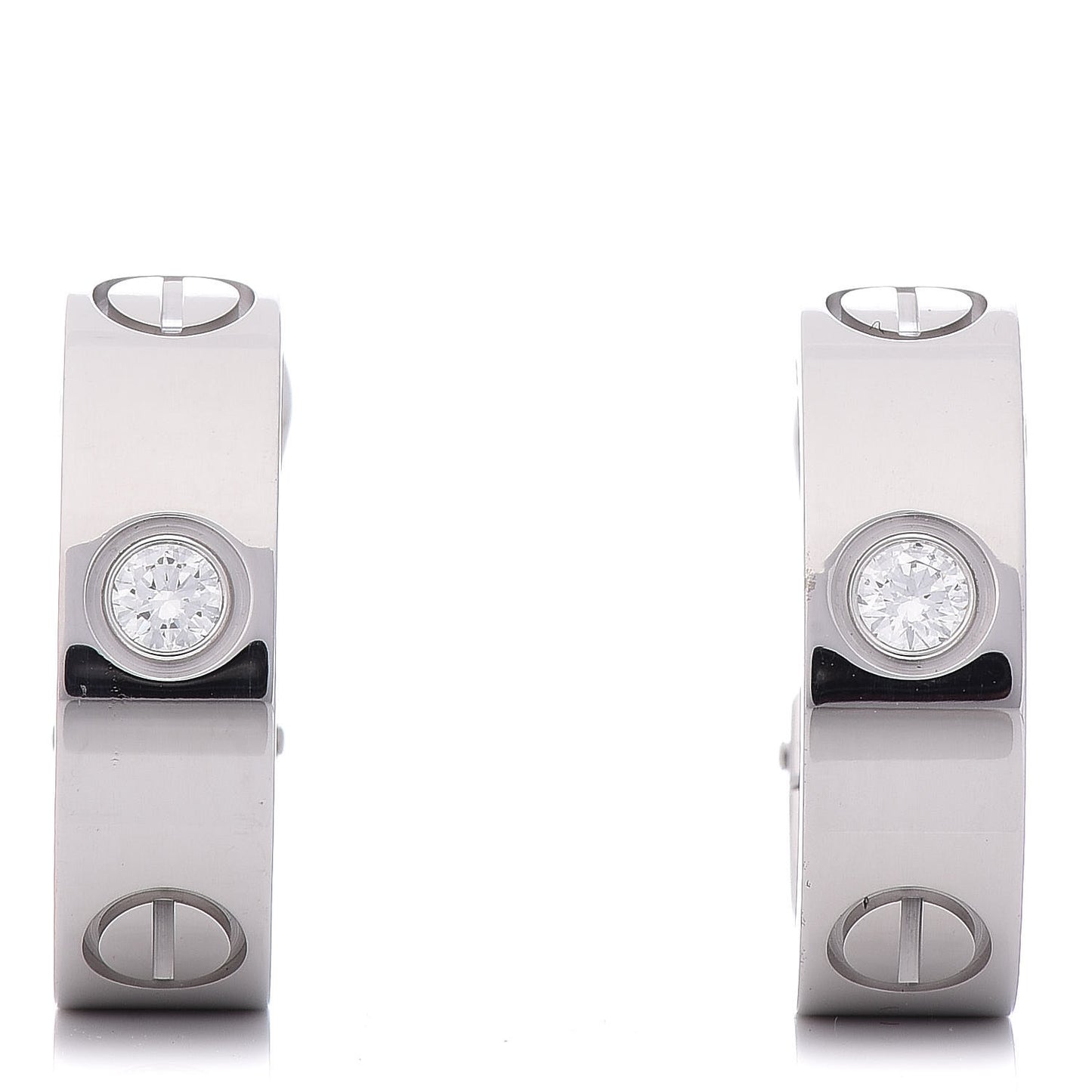 18K White Gold 2 Diamond 5.5mm LOVE Hoop Earrings
