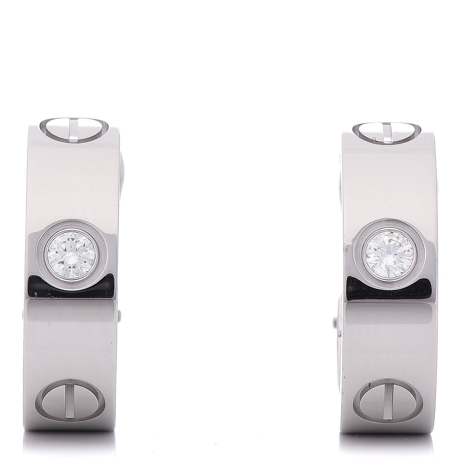Cartier 18K White Gold 2 Diamond 5.5mm LOVE Hoop Earrings 1 of 5