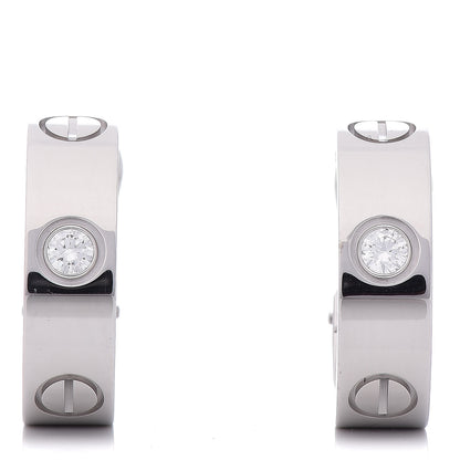 Cartier 18K White Gold 2 Diamond 5.5mm LOVE Hoop Earrings 1 of 5