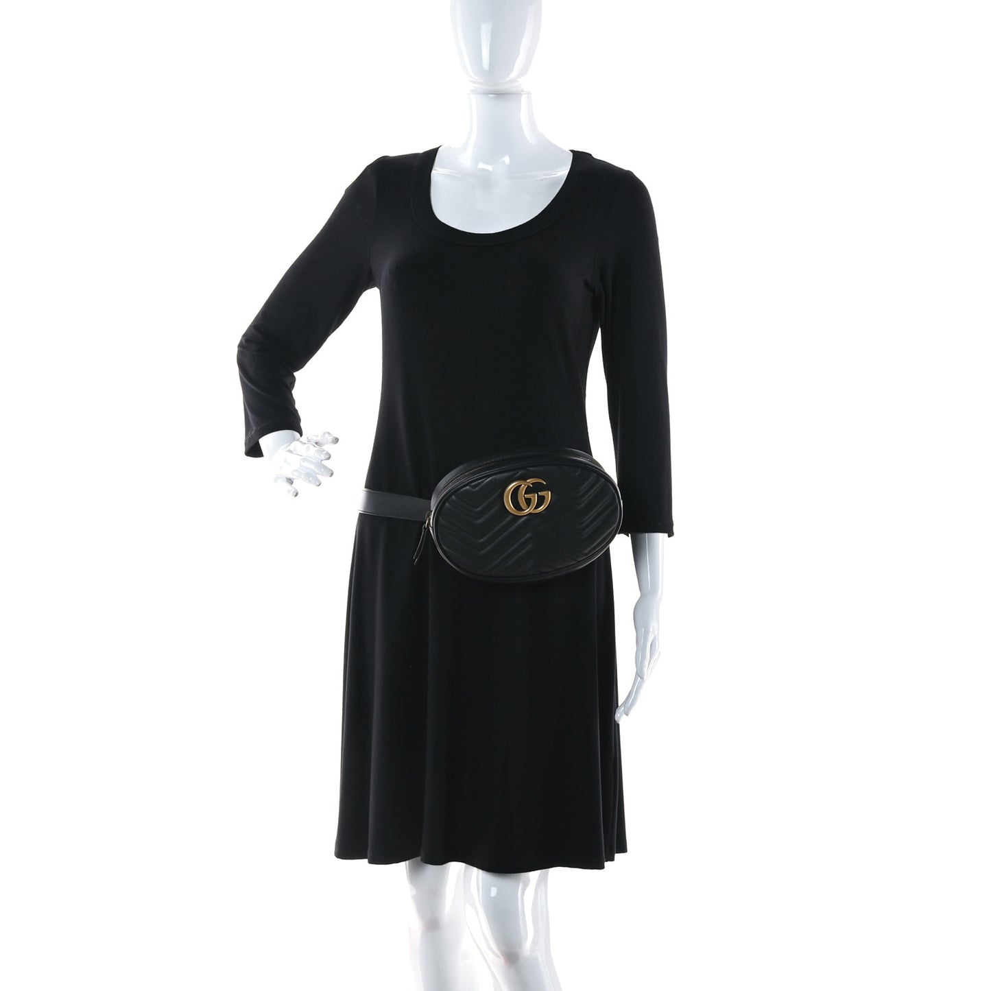Calfskin Matelasse GG Marmont Belt Bag 95 38 Black