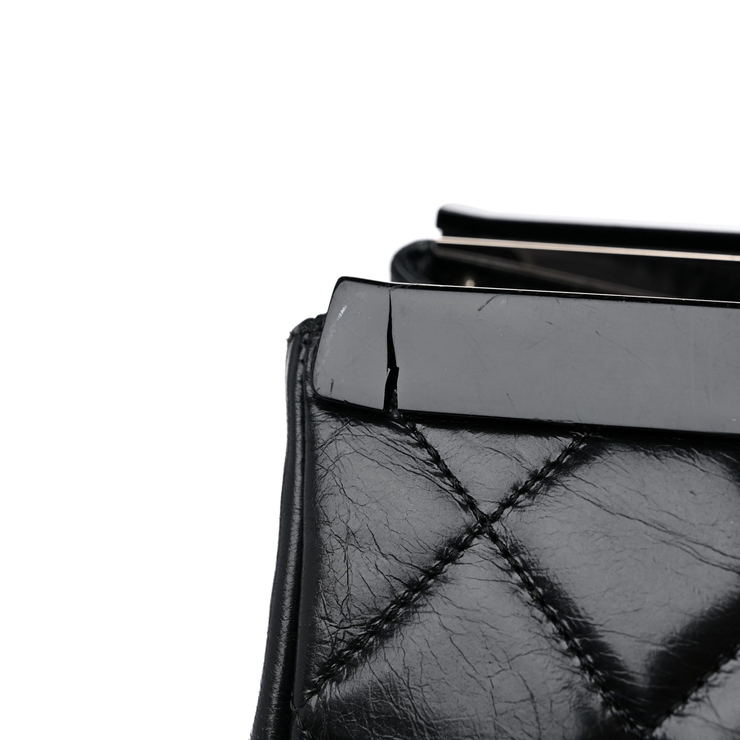 Glazed Calfskin Quilted Large CC Delivery Tote Black