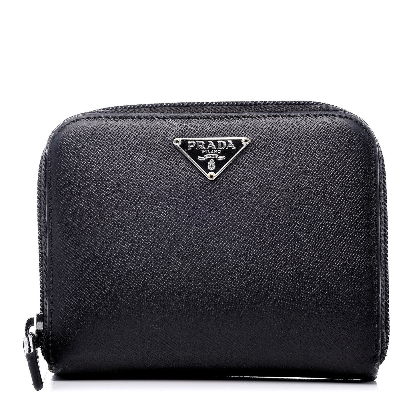 Saffiano Compact Zip Around Wallet Black