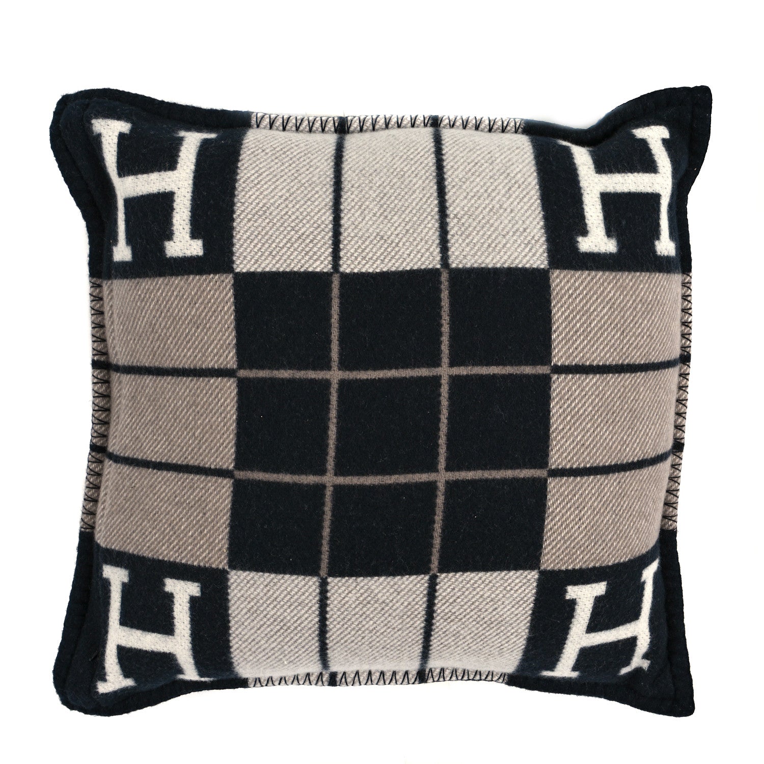 Hermes Wool Cashmere Avalon III Pillow PM Ecru Black 2 of 4