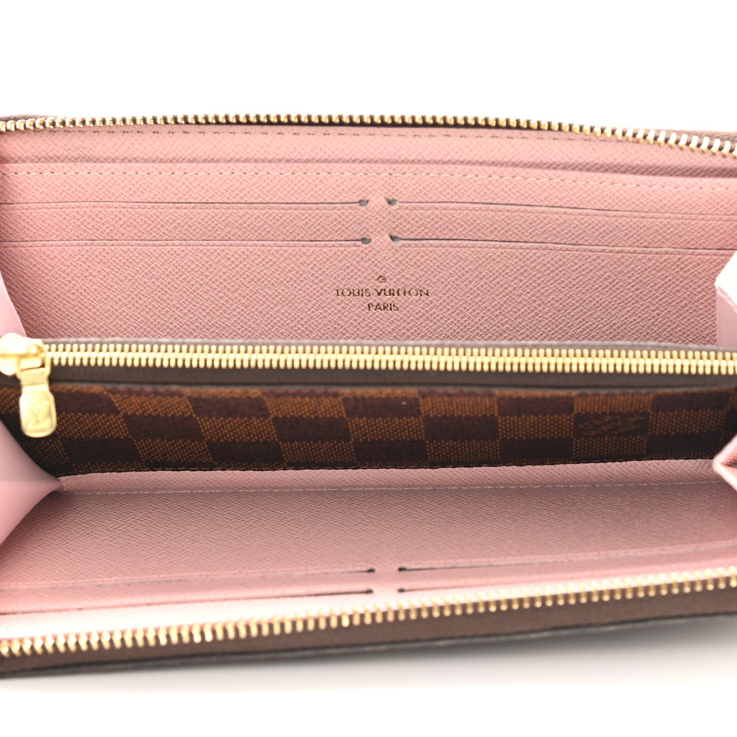 Damier Ebene Clemence Wallet Rose Ballerine