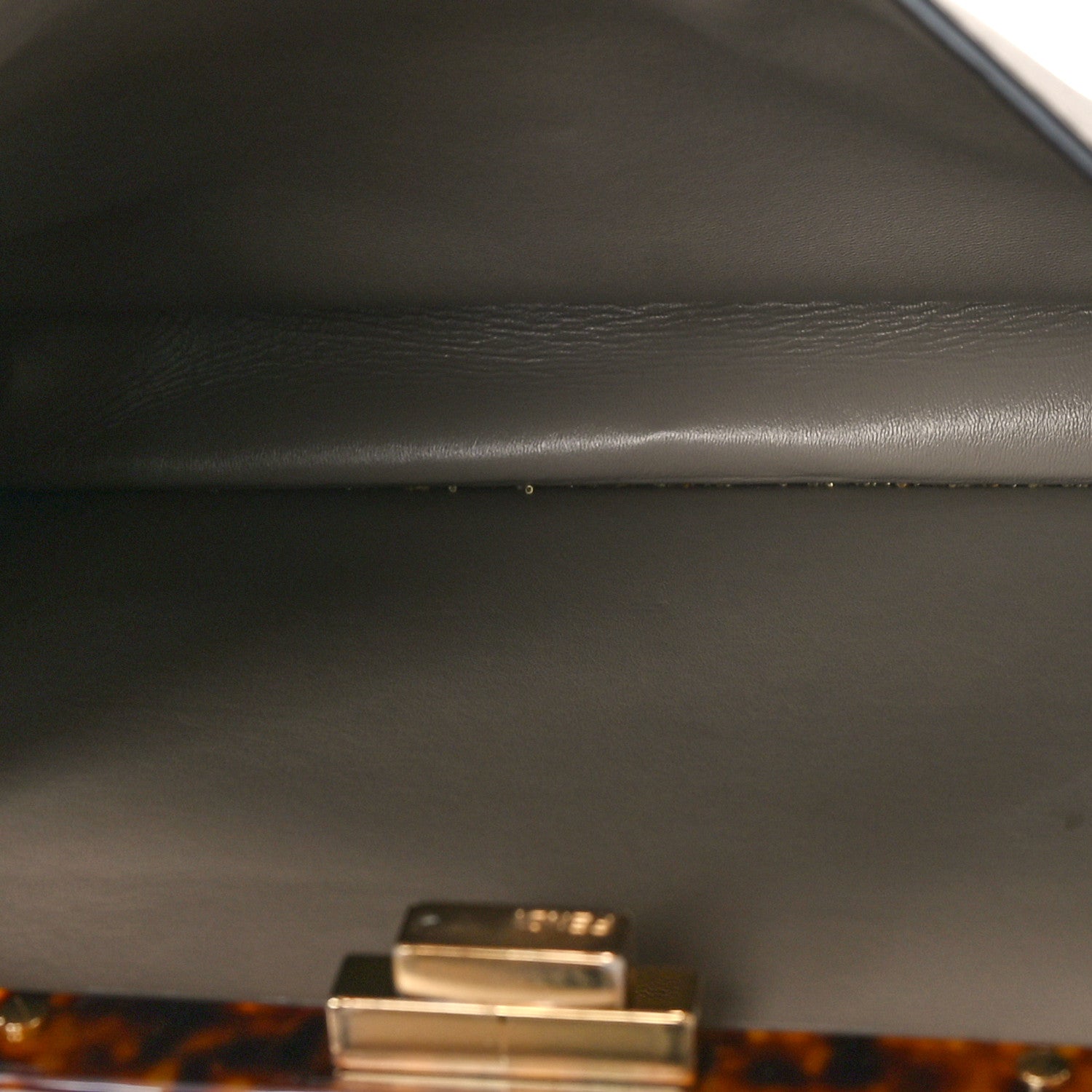 Fendi Vitello Seta Shiny Nappa Plexiglass Medium Peekaboo I SEE U Satchel Tortora 4 of 8