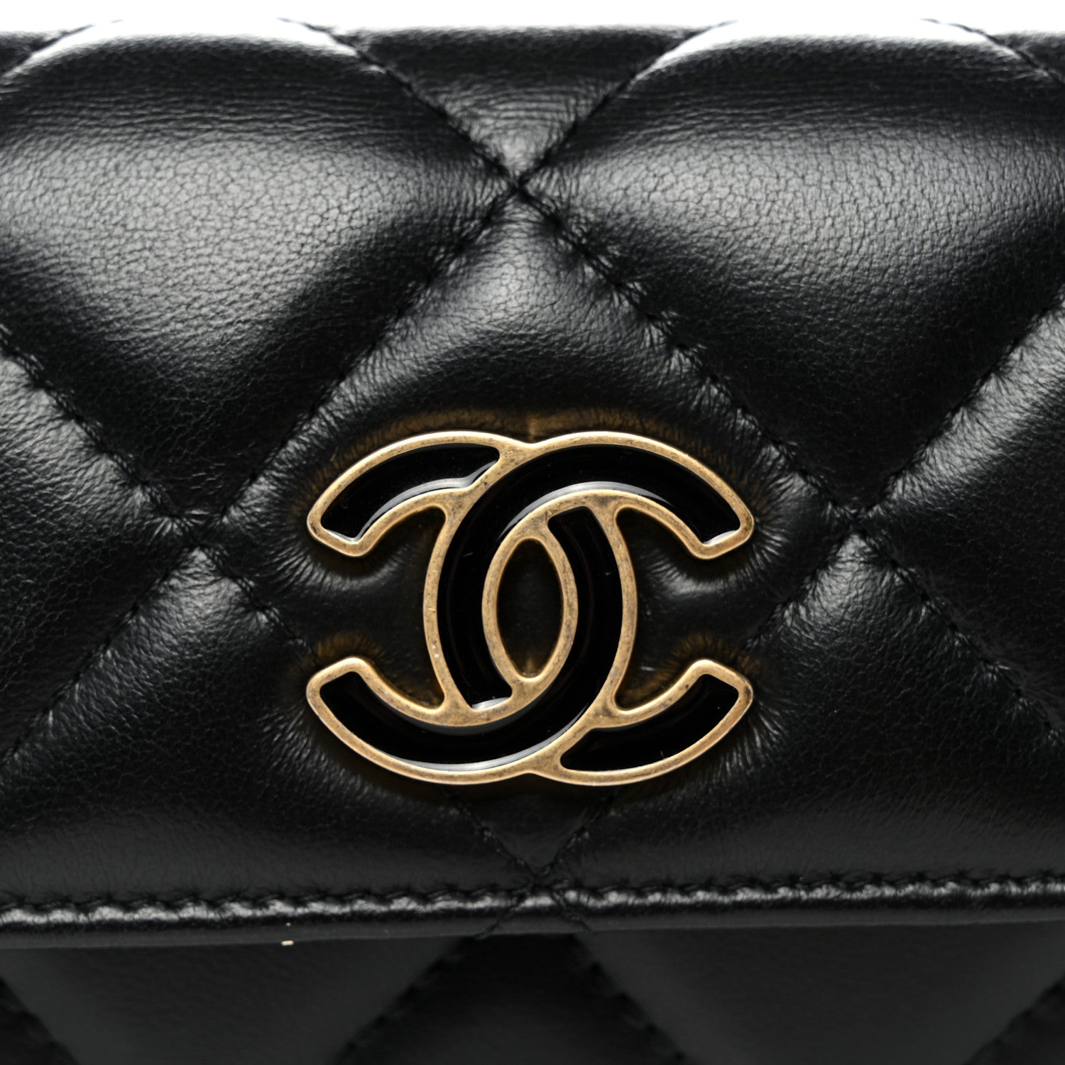 Chanel Lambskin Enamel Quilted Pending CC Flap Belt Bag Black 9 of 11