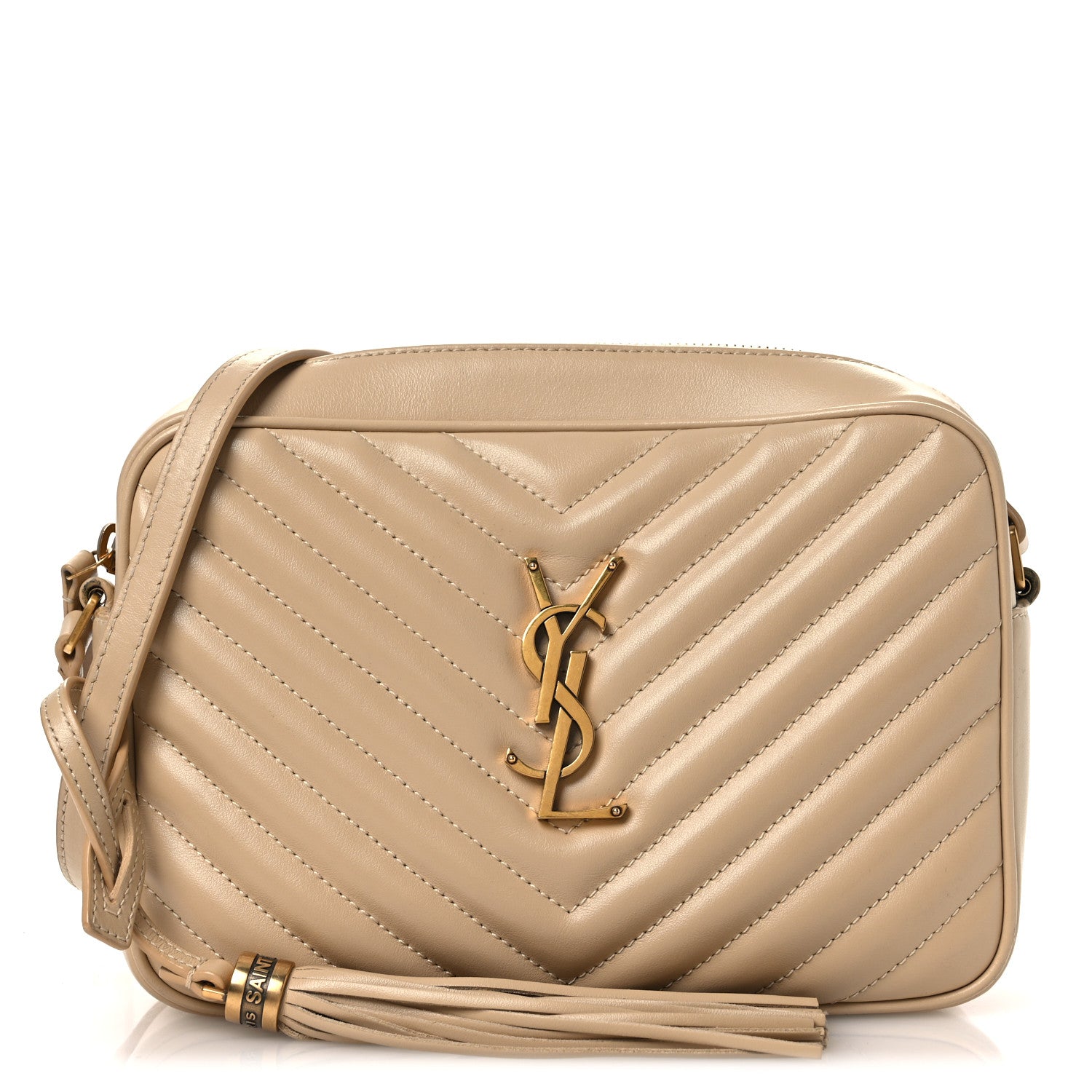 Saint Laurent Calfskin Matelasse Monogram Lou Camera Bag Dark Beige 1 of 13