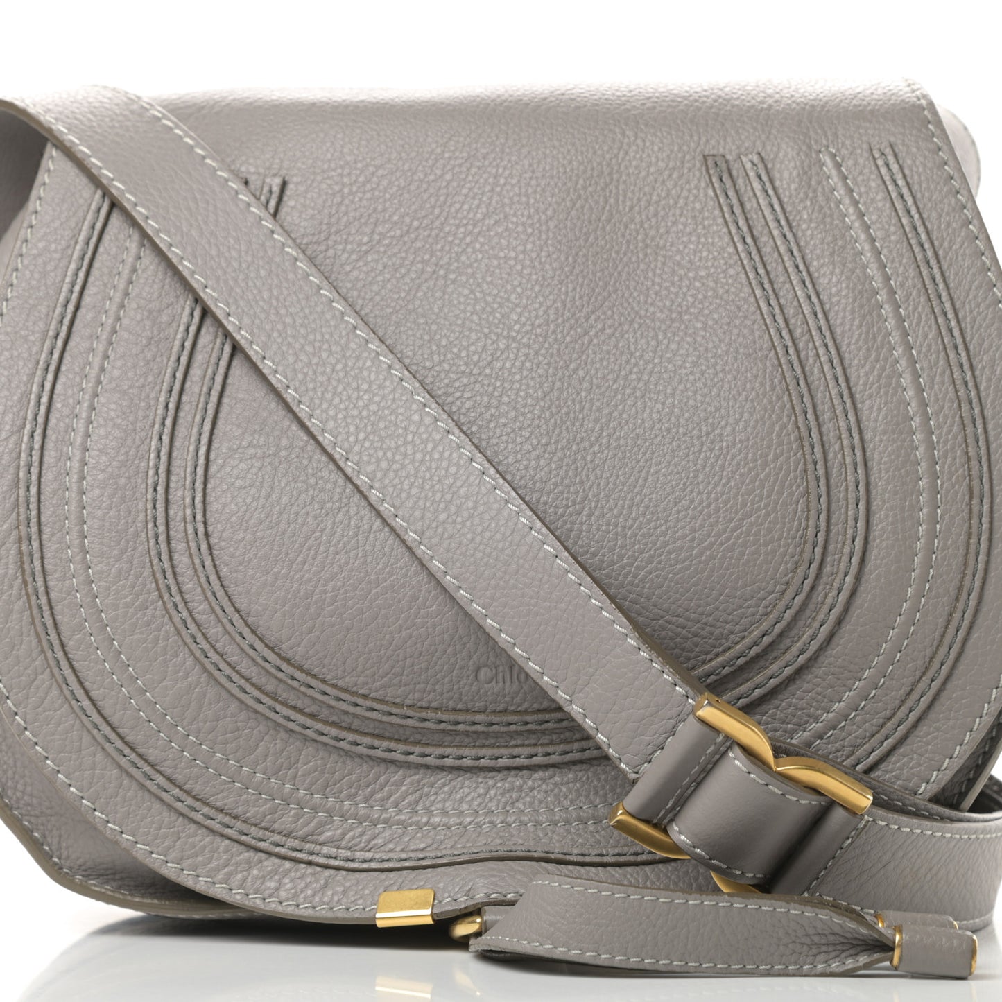 Calfskin Medium Marcie Round Crossbody Bag Cashmere Grey