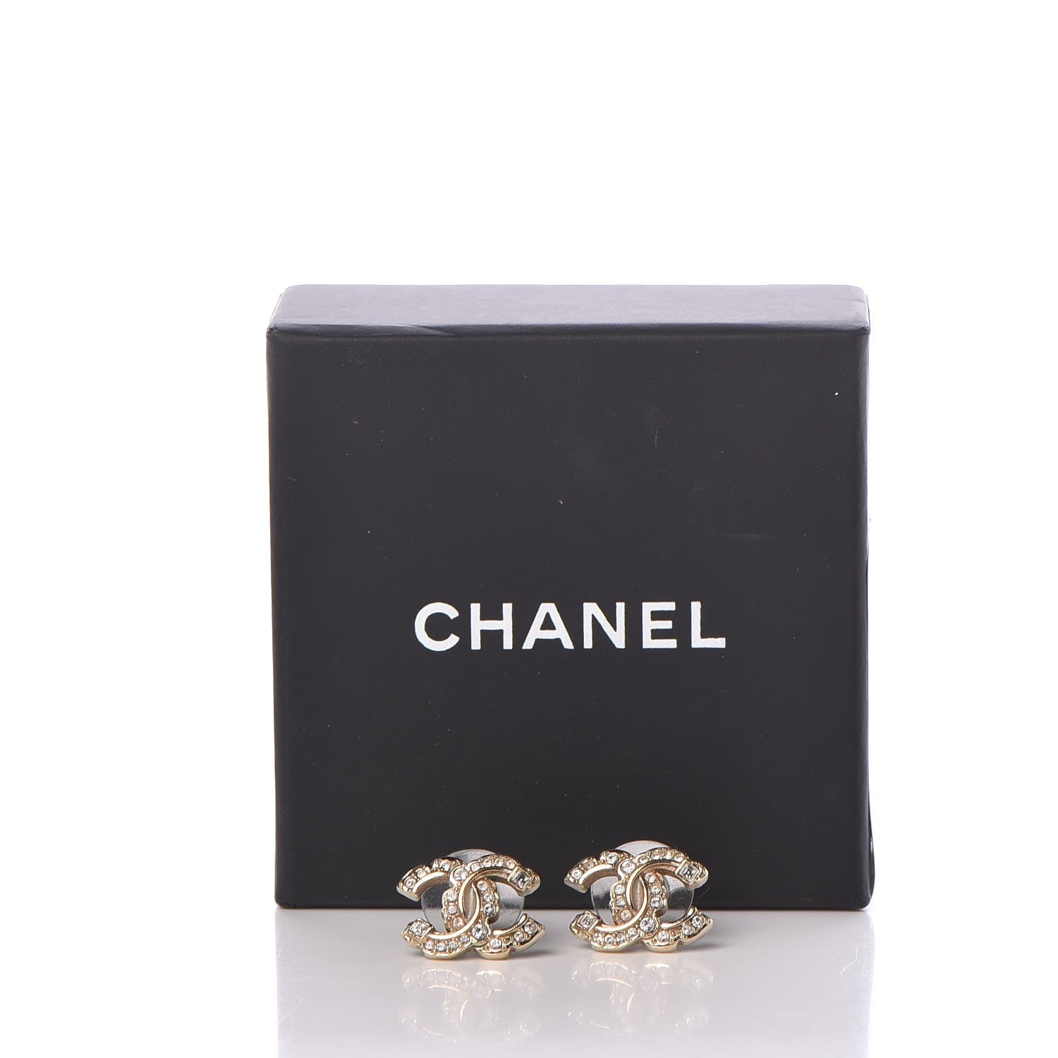 Chanel Crystal CC Earrings Gold 7 of 7