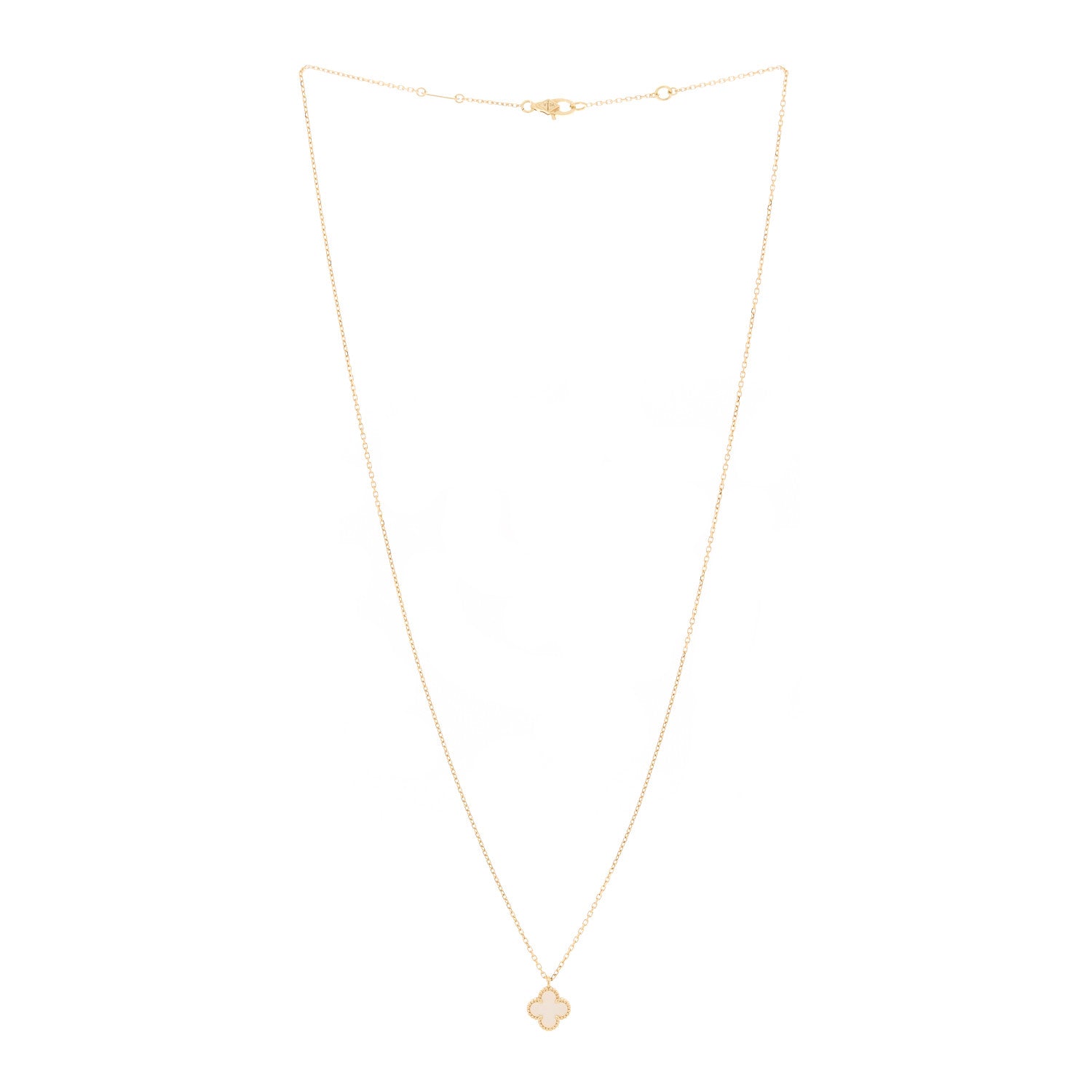 Van Cleef & Arpels 18K Yellow Gold Mother of Pearl Sweet Alhambra Pendant Necklace 1 of 7