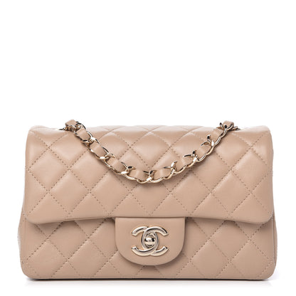 Chanel Lambskin Quilted Mini Rectangular Flap Dark Beige 1 of 11