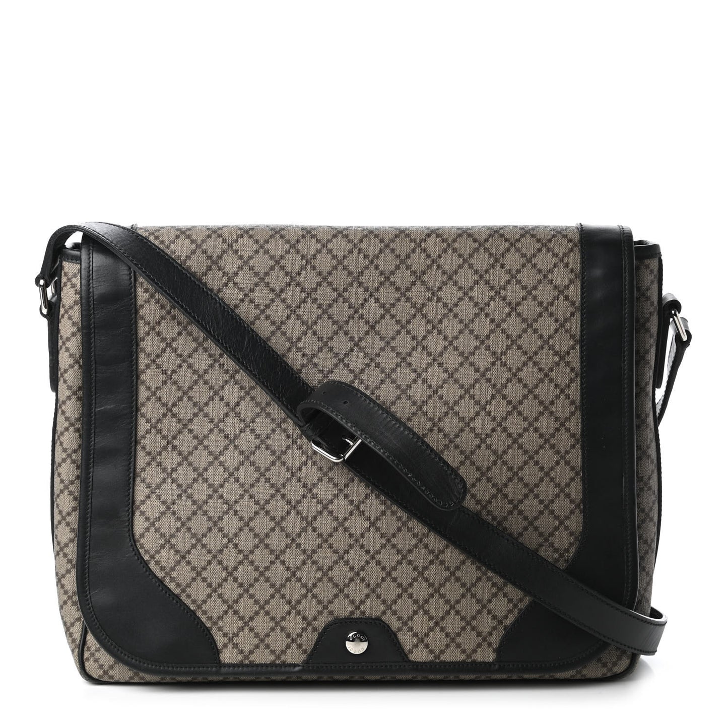 Diamante Large Flap Messenger Bag Beige Black