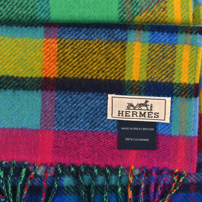 Hermes Cashmere HER-MES Tartan Muffler Multicolor Jaune Vif 3 of 3