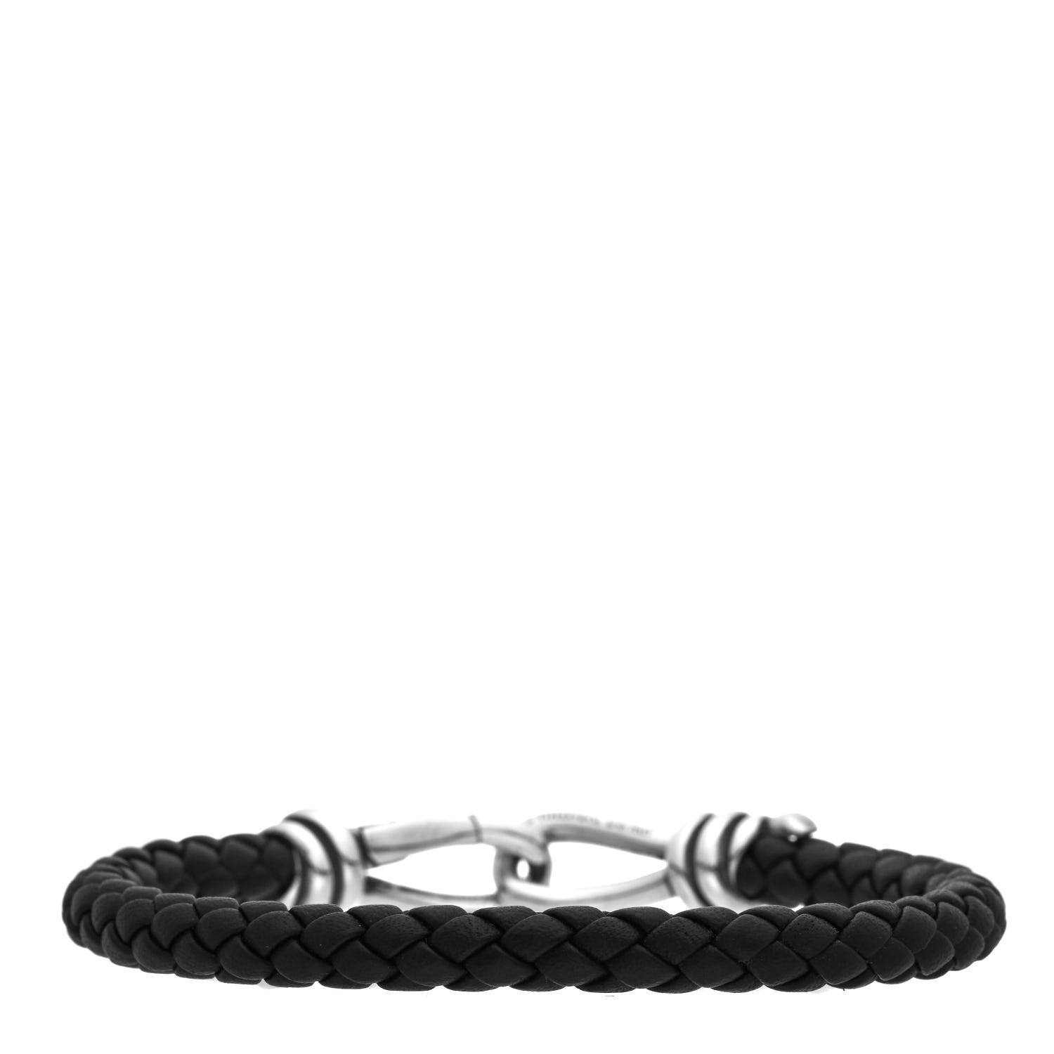 Tiffany Sterling Silver Calfskin Paloma Picasso Knot Single Braid Bracelet Black 3 of 4