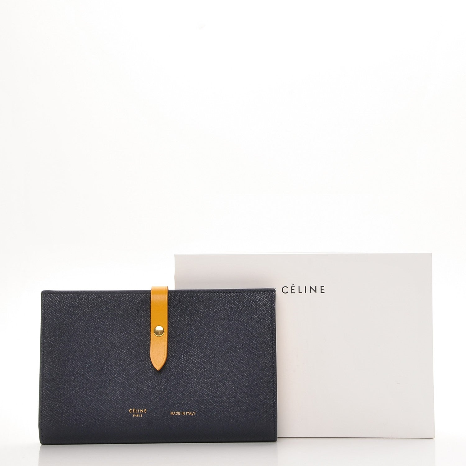 Celine Grained Shiny Calfskin Large Multifunction Strap Wallet Midnight 7 of 7
